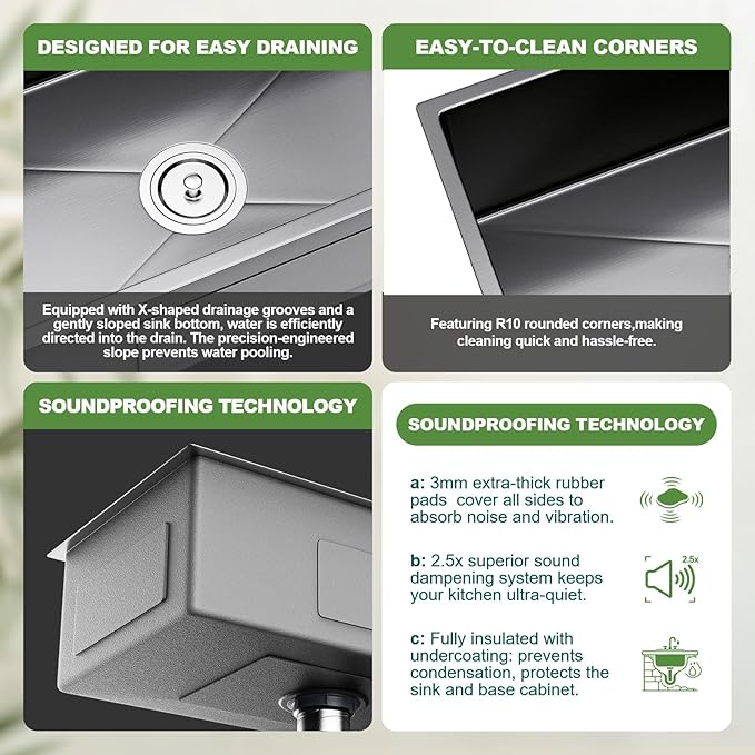 33x19 Drop in Kitchen Sink, 9” Deep Large Top Mount Single Bowl Sinks Nano Coating Stainless Steel Kitchen Laundry Room Sinks with Accessories