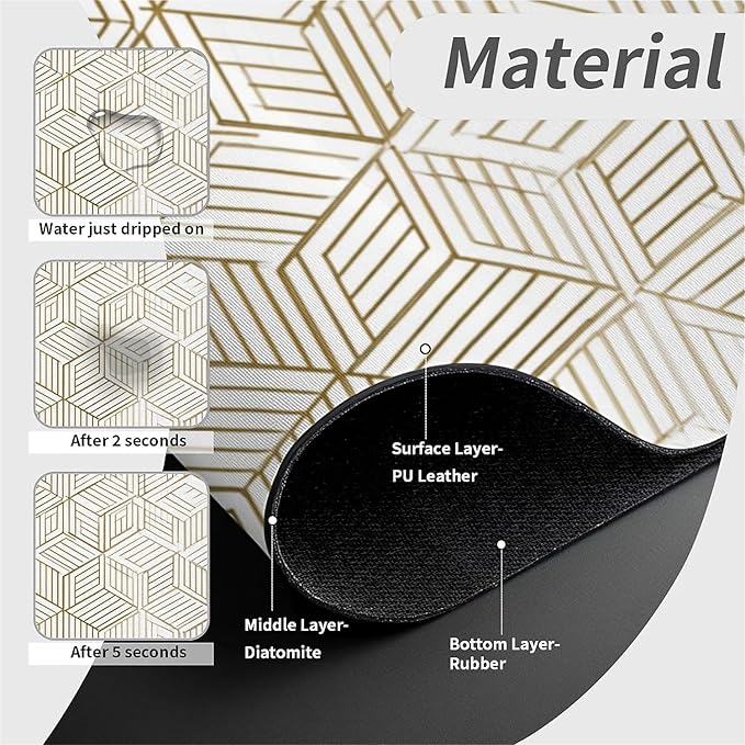 Kitchen Sink Splash Guard，Elegant simple geometric Faucet Mat Sink Gadgets-Super Absorbent Fast Drying Mat Drip Catcher for Kitchen, Bathroom,Sink Mat, Dish Drying Mat, Bathroom(15" X 5.5" )