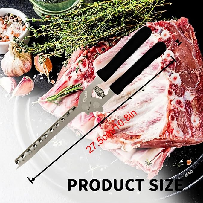 Rib Membrane Removal Tool, Thick Stainless Steel Rib Prep Tool Membrane Remover, Effortless BBQ Rib Prep, Pork Rib Skinner, and Meat Preparation, BBQ Set Enthusiasts Master (Black)