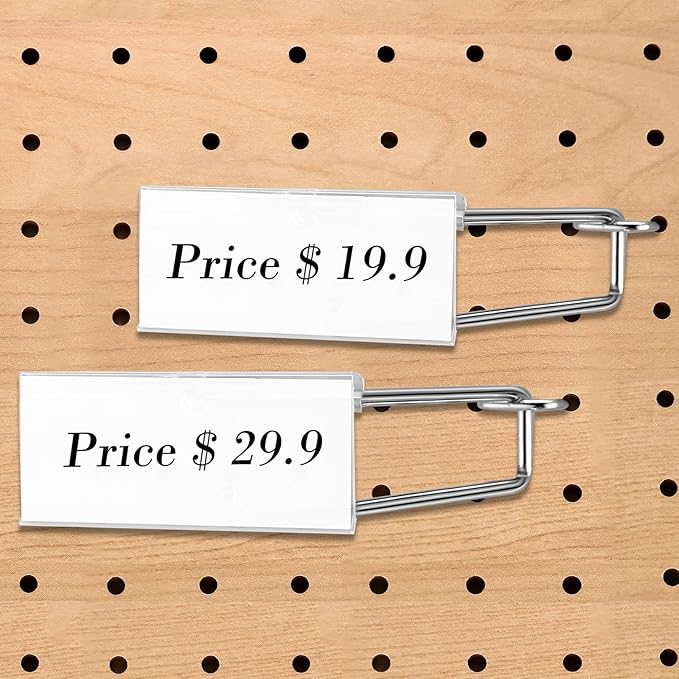 Thyle 50 Pcs Metal Scan Hook with Label Holder for 1/8" to 1/4" Pegboard, Peg Board Hooks with Price Tag, Pegboard Wall Accessories, Metal Hooks for Home Garage Retail Display Supplies (11 Inch)