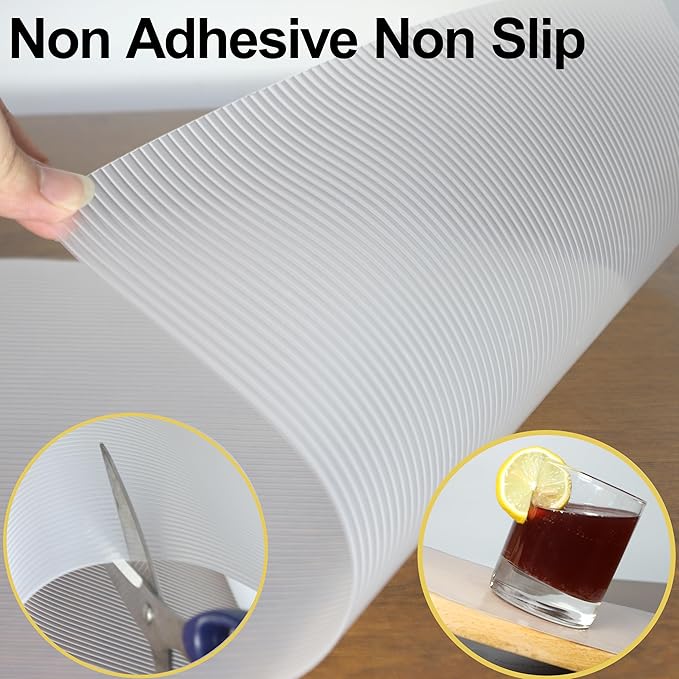 Shelf Liners for Kitchen Cabinets 20 Inch Wide X 20 Ft Non Adhesive Cabinet Drawer Liner Clear Non Slip Waterproof Shelves Liner for Refrigerator Closet Cupboard Pantry Bathroom