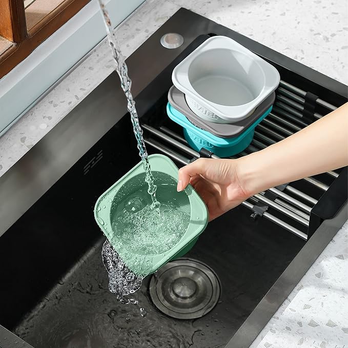 KEVJES Stackable Silicone Artisan Pizza Dough Proofing Proving Trays with Air-tight Lids-4pack-500ml Volume for 250g Dough Ball (Green)