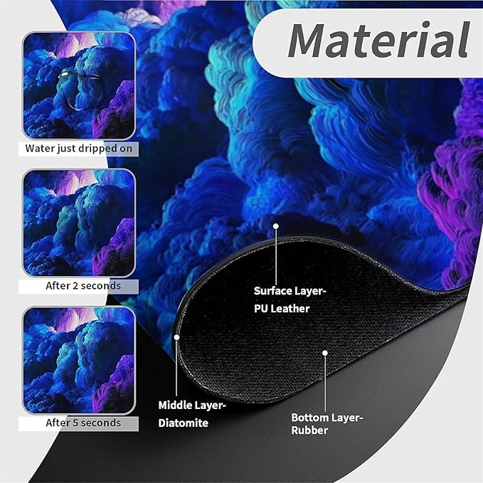 Kitchen Sink Splash Guard，Dark blue purple clouds Faucet Mat Sink Gadgets-Super Absorbent Fast Drying Mat Drip Catcher for Kitchen, Bathroom,Sink Mat, Dish Drying Mat, Bathroom(15" X 5.5" )