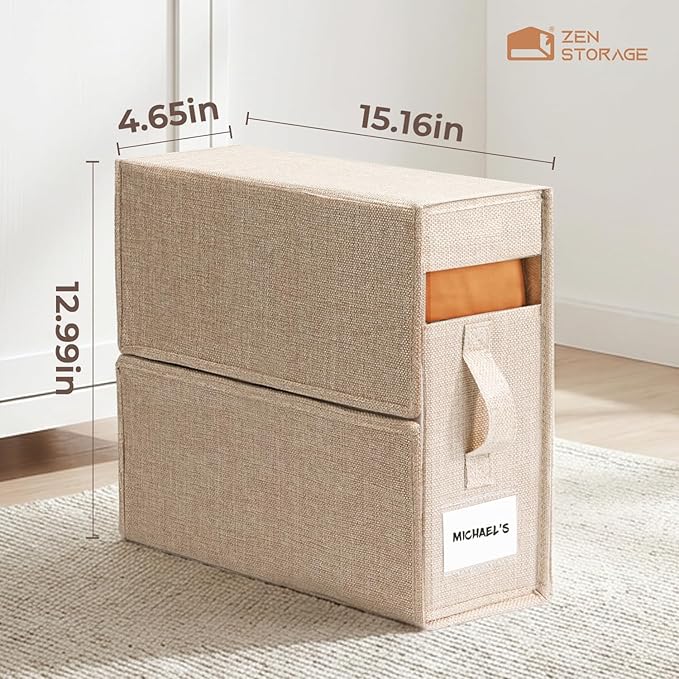 12Pack Sheet Organizers and Storage - King/Queen Size Sheet Storage Organizer with Window, Foldable & Dustproof Sheet Organizer for Linen Closet for Summer Blankets & Sheet Sets,Beige