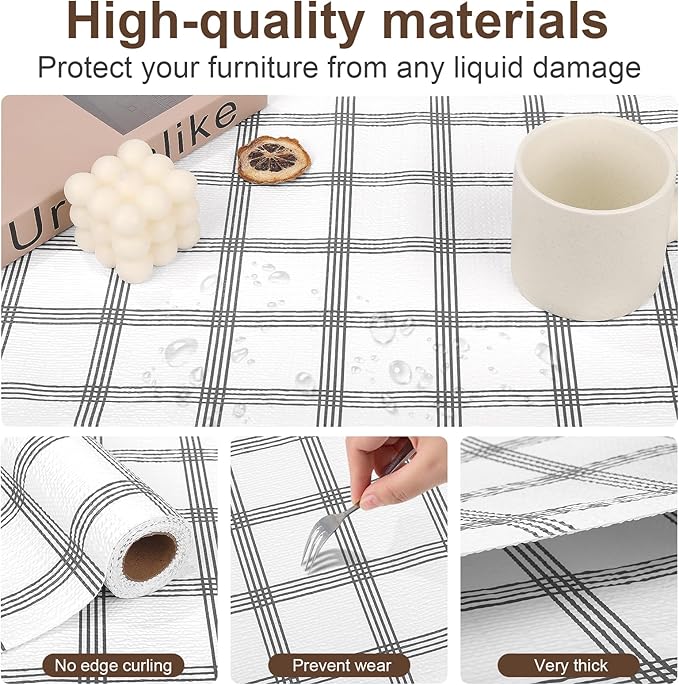 Drawer and Shelf Liner for Kitchen Cabinet, Non-Adhesive Cabinet Liner, Non-Slip Drawer Liner, Waterproof Cupboard Liners, Kitchen Shelf Liner Easy to Clean, Protect Dresser/Shelves/Table
