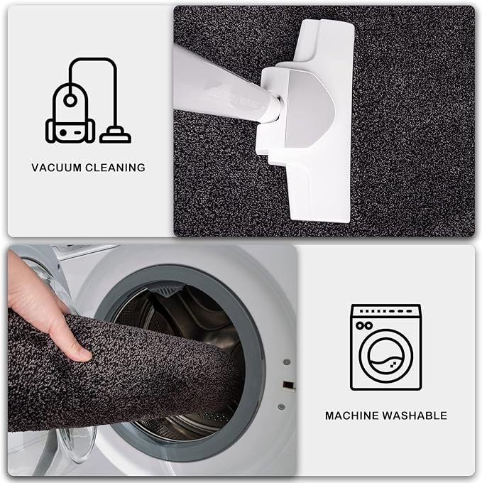 PURRUGS Dirt Trapping Door Mat 31.5" x 70", Non-Slip Machine Washable Entryway Rug, Dog Doormat, Indoor Front Door Mat, Super Absorbent Entry Rug for Muddy Shoes & Paws, Charcoal