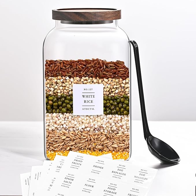 Glass Storage Jars,1PACK 95oz/2800ml Clear Glass Food Storage Containers with Airtight Bamboo Lid Stackable Kitchen Canisters for Candy,Cookie,Rice,Sugar,Flour,Nuts and Spice Jars
