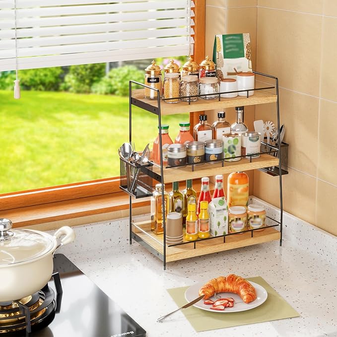 BSTSLL Bathroom Counter Organizer,Bathroom Countertop Organizer with Baskets,Vanity Organizers,Counter Shelf,Countertop Storage, Makeup Organizers