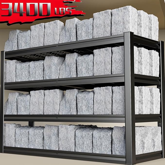 30" Deep Heavy Duty Garage Shelving Units, 68" Wide Storage Shelves, 4 -Tier Metal Garage Shelves,Large Storage Rack,Industrial Shelving for Shop, 68" W x 30" D x 68" H