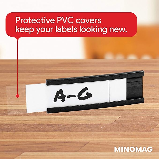 25pcs Magnetic Labels for File Cabinets, 1x3 inches | C Channel Magnetic Label Holders for Cabinet Drawers, Shelves, Toolbox