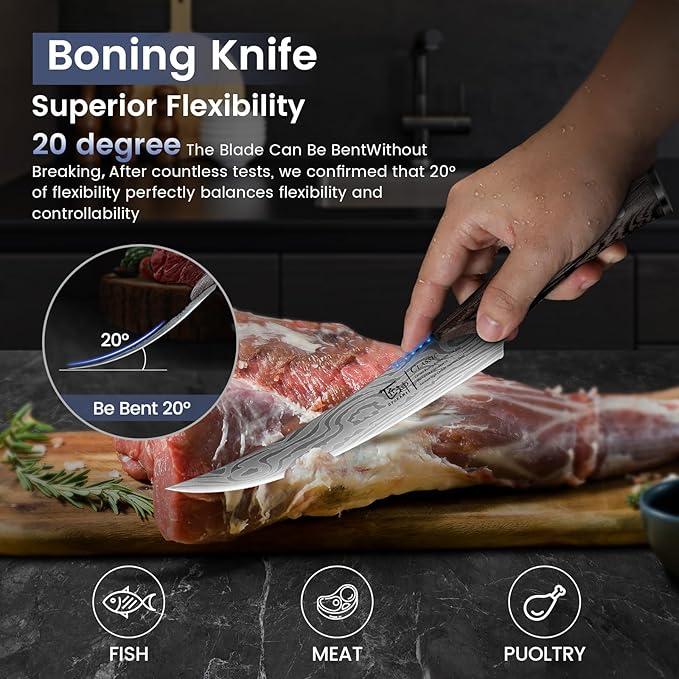 SYOKAMI Butcher Knife Set, 3 PCS Kitchen Knives Set for Cutting, Meat Cleaver Chef Knife Set, Japanese Style High Carbon Steel Knives Set, Chopping & Slicing & Boning for Home and BBQ, Christmas gift