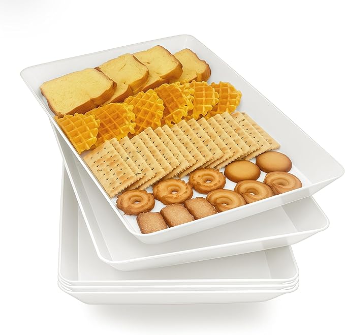 AMGBZT Serving Tray Platter, 17.5'' x 11.5'' x 1.6'', 5 Pcs Food Tray for Veggie Fruit Snack Dessert Cookie Cheese, Food Trays for Party Supplies Display, Large Platters for Serving Food, BPA Free