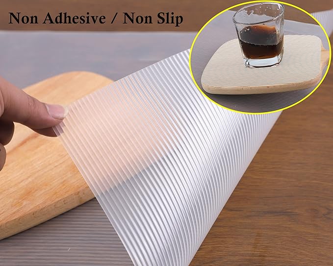 Shelf Liners for Kitchen Cabinets Non Adhesive 24 Inch Wide X 20 Ft Clear Non Slip Drawer Liner Waterproof Fridge Liner Closet Pantry Shelf Liner Cupboard Mat Kitchen Bathroom