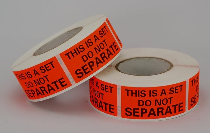 4 Rolls/2000 Labels,This is a Set Do Not Separate,Fluorescent Red Packing Labels(1" x 2")
