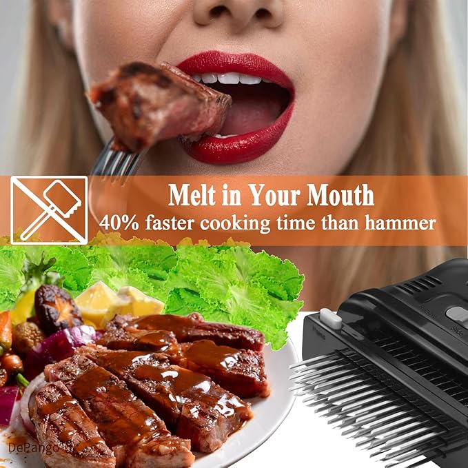 DePango Meat Tenderizer, Meat Needle Tenderizer Tool with 48 Blades Stainless Steel, Take-Apart Steak for Cleaning, Handheld Meat & Poultry Tenderizing Tool for Beef/Pork/Chicken