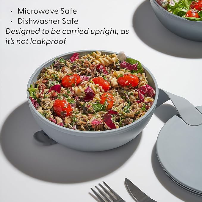 W&P Porter Plastic Bowl Lunch Container w/ Protective Non-slip Exterior, Mint 1 Liter | Lid & Snap-tight Silicone Strap | Food Storage, Bento Box, Meal Prep | BPA-Free Plastic