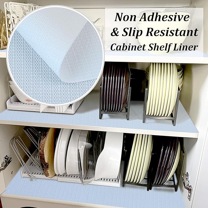 Shelf Liners for Cabinets Waterproof 15 Inch Wide X 20 Ft Non Adhesive Drawer Liners White Non Slip Washable Cabinet Mat for Kitchen Refrigerator Shelves Pantry Bathroom Cupboard Closet Dresser