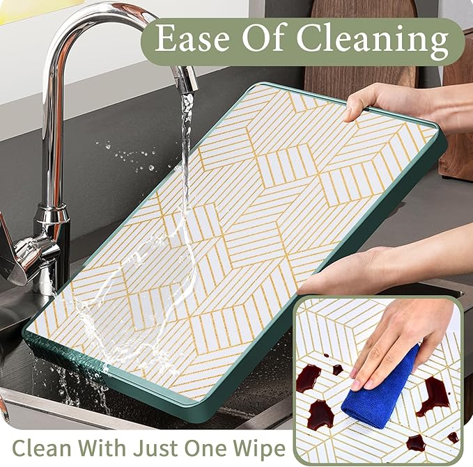 Shelf Liners for Kitchen Cabinets 35.4 in X 19.69 Ft, Non Adhesive Cabinet Liner Strong Non-Slip Thickened Gold Geometric Drawer Liner, Easy to Clean for Shelf, Cabinet with Knife and Tape Measure
