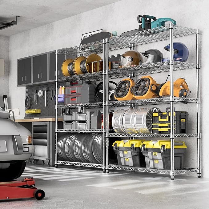 1750 LBS Storage Shelves 5-Tier Utility Shelving Unit Steel Organizer Wire Rack for Home,Kitchen,Office,Garage, Capacity 17.7" D x 47.2" W x 72.3" H | Organizer Wire Rack, for Home, Kitchen, Office, Garage, 1750 LBS Capacity