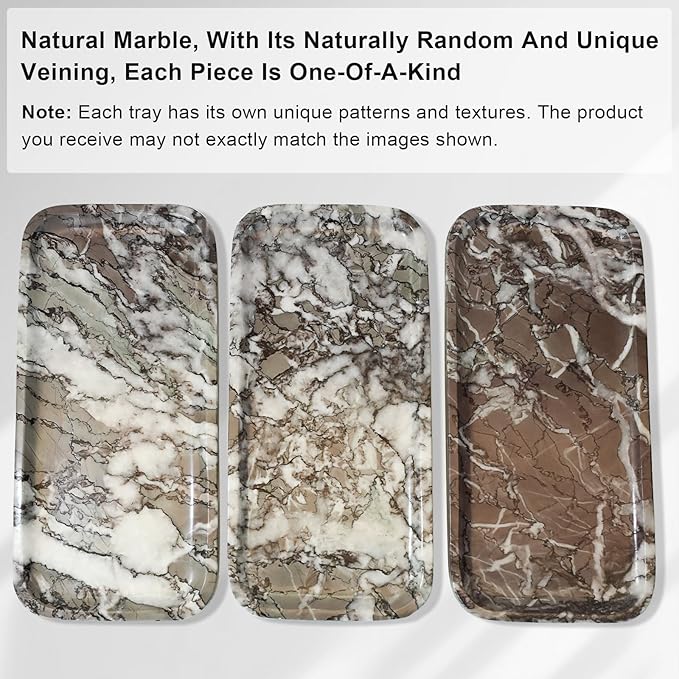SWRONP Marble Tray for Kitchen Counter,Stone Tray for Bathroom Countertop,Coffee Table,Vanity Decor Trays,Small Dresser Storage for Perfumes,Candles,Jewelry(Violet)