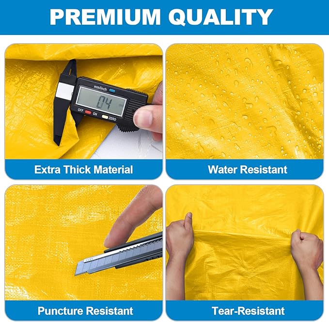 TICONN Mattress Bags for Moving, Heavy Duty Full XL Mattress Cover Storage Bag with Full-Around Handle and Adjustable Buckles (Yellow, Full XL)