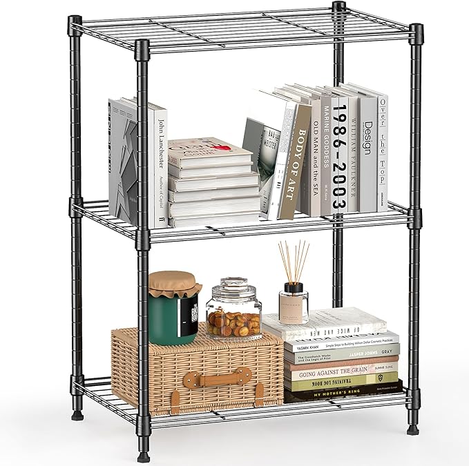 450 lbs Steel Storage Shelving 3-Tier Utility Shelving Unit Steel Organizer Wire Rack for Home,Kitchen,Office (11.8" D x 17.7" W x 26.3" H) | 450 lbs, for Home, Kitchen, Office