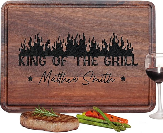 Personalized BBQ Cutting Board Gift, Men Christmas Gifts for Dad, Grandpa, Son, Husband, Best Grill Gift Top Christmas Gifts 2025 for Mens Cooking Gifts for Grillers, Papa's Grilling Plate Made in USA