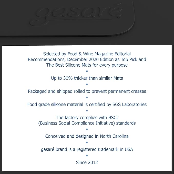 GASARÉ, Set of 2, Extra Large, Thick, Silicone Mats for Kitchen Counter, Heat Resistant Mats, Countertop Protector, Non-Slip, Easy to Clean, 25 x 17 Inches x 1.4mm, Black