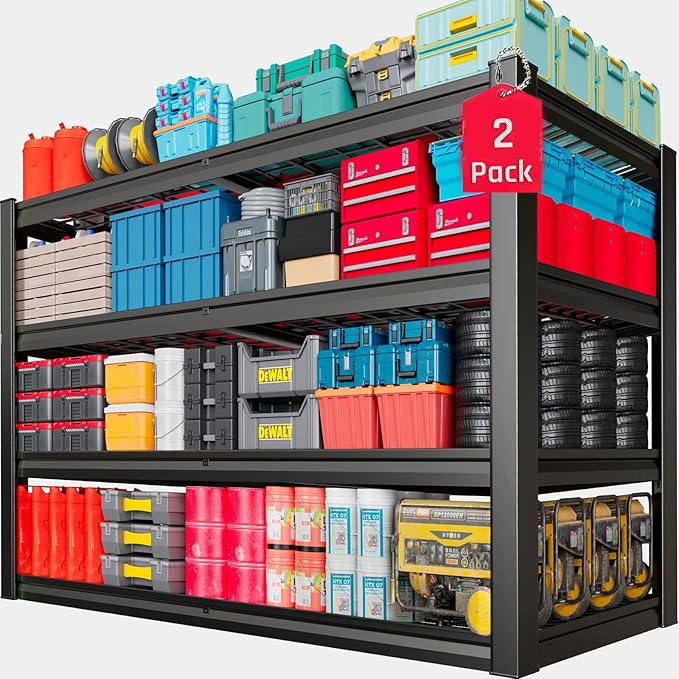30" Deep Heavy Duty Garage Shelving Units, 68" Wide Storage Shelves,4-Tier Metal Garage Shelves, Kitchen Shelf,Large Storage Rack,Industrial Shelving for Shop, 68" W x 30" D x 68" H,2 Pack