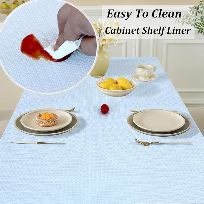 Cabinet Liners for Shelves Waterproof 12 Inch Wide X 20 Ft White Non Slip Drawer Liners Non Adhesive Washable Shelf Liners for Kitchen Bathroom Refrigerator Cupboard Pantry Closet Dresser