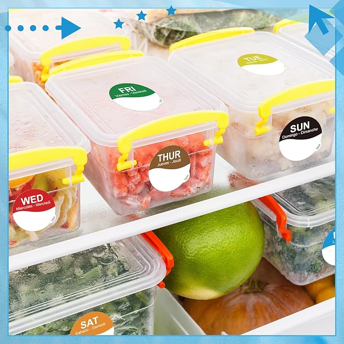 7000 Pcs Day of The Week Labels Food Labels Monday Through Sunday Management Inventory Stickers Removable Weekly Self Adhesive Date Dot Stickers for Restaurant Kitchen Containers (Wave)