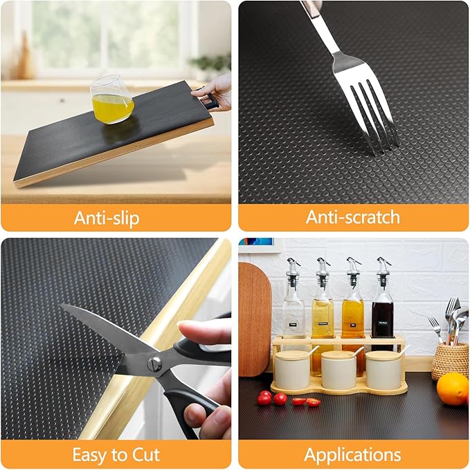 Shelf Liners 11 inch x 20 ft Shelf Liners for Kitchen cabinets nonstick Lining Drawer Mats EVA Protector for Cupboard (Translucent Black,11 inch x 20 ft)