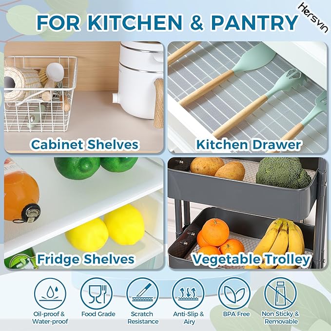 Hersvin Shelf Liners 20 in x 20 ft Drawer Mats Non-Adhesive Cupboard Protector Kitchen Cabinet Lining Fridge Liner (Clear/Diamond)