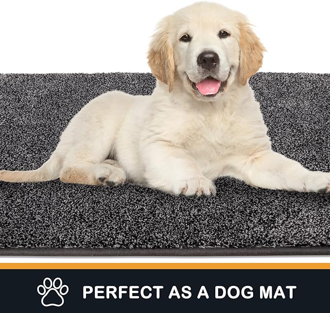 PURRUGS Dirt Trapping Door Mat 31.5" x 70", Non-Slip Machine Washable Entryway Rug, Dog Doormat, Indoor Front Door Mat, Super Absorbent Entry Rug for Muddy Shoes & Paws, Light Grey-Dark Grey