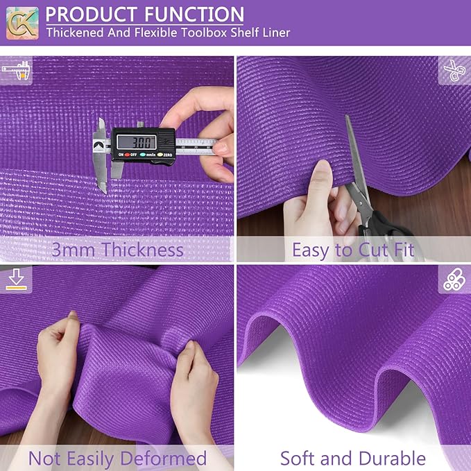 Foam Toolbox Liner Shelf Liner, Thickened Durable Pad Tool Box Mat for Protecting Your Tools, Work Surfaces, Garage, Chest -Purple 3mm Thickness, 18 inch*24 ft