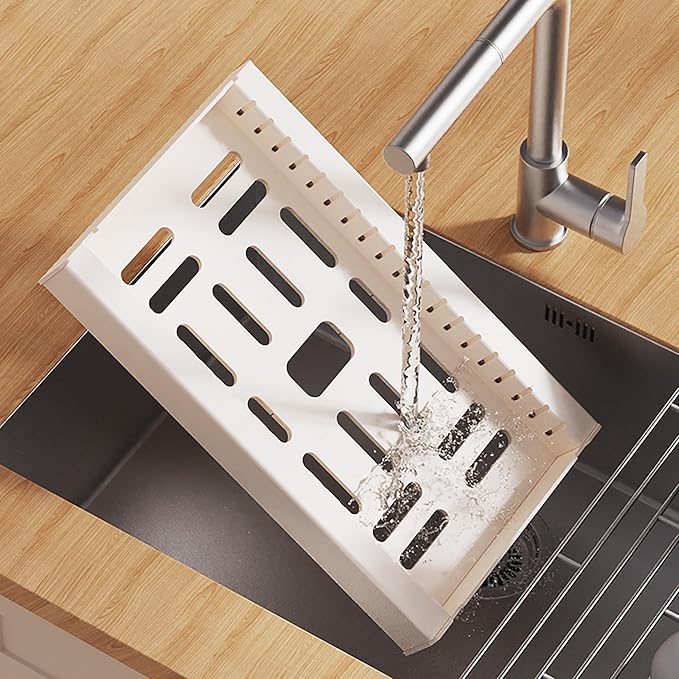 Pots and Pans Organizer Under Cabinet Expandable Pot Lid Holder with 7 Adjustable Dividers Pot Rack for Kitchen Storage Cutting Boards, Bakeware, Lid, White