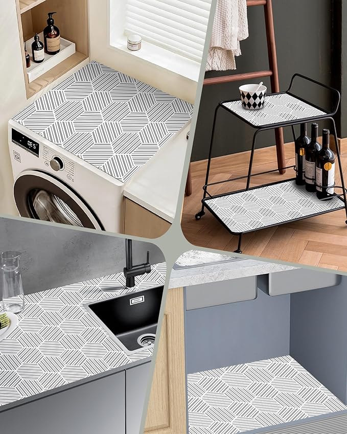Shelf Liner for Kitchen Cabinet 11.8In x 30FT, Non-Adhesive Cabinet Liners Slip Resistant Thickened Drawer Liner, Strong Grip Waterproof Shelf Paper Protect Cupboard, Dresser, Bathroom Drawers, Gray