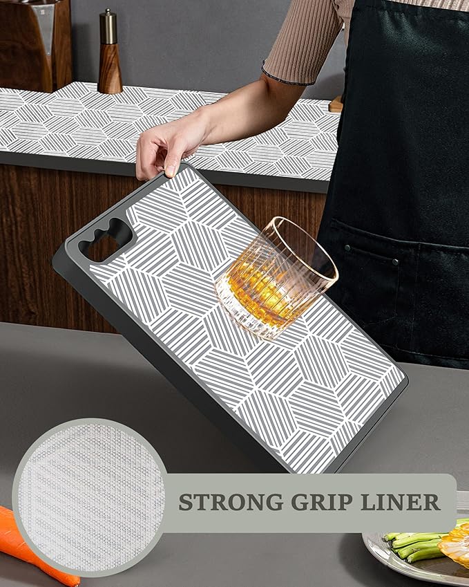 Shelf Liner for Kitchen Cabinet 11.8In x 30FT, Non-Adhesive Cabinet Liners Slip Resistant Thickened Drawer Liner, Strong Grip Waterproof Shelf Paper Protect Cupboard, Dresser, Bathroom Drawers, Gray