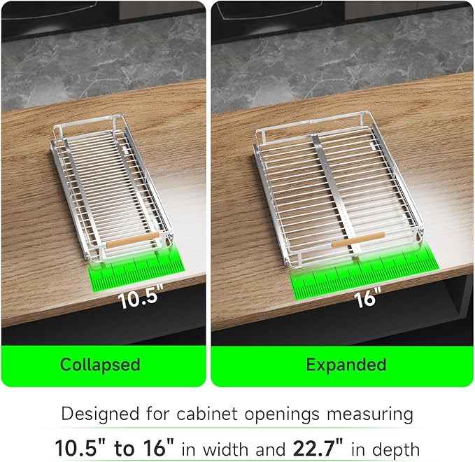 SOFRON Expandable Pull Out Drawers for Cabinets, Kitchen Cabinet Slide Out Shelves, Adjustable Roll Out Drawers, Small 1 Pack