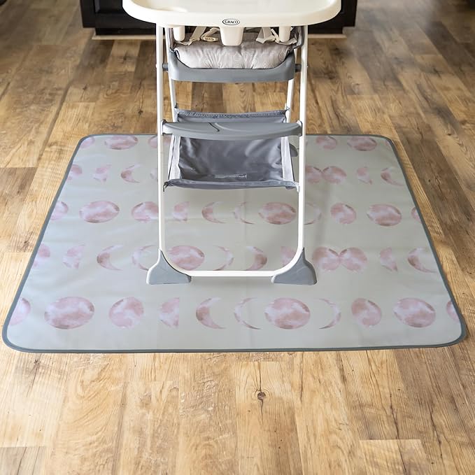 BABYBOET Splat Mat for Baby – Under High Chair Floor Mat Protects Wood, Vinyl and Carpet from Spills – Waterproof Triple Layer Baby Mat with Anti-Skid Backing Deters Bunching and Sliding (51” x 51")