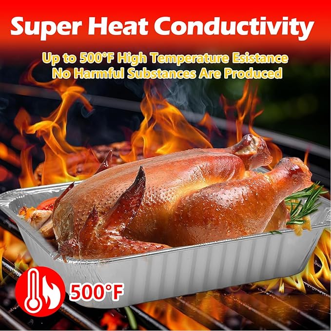 MAXTBEE 9x13 Aluminum Foil Pans with Lid, 30 Pack Disposable Trays Half Size Heavy Duty Tin Pans Deep Food Containers For Cooking, Meal Prep, Baking, Roasting, Chafing, Heating or Steam Table