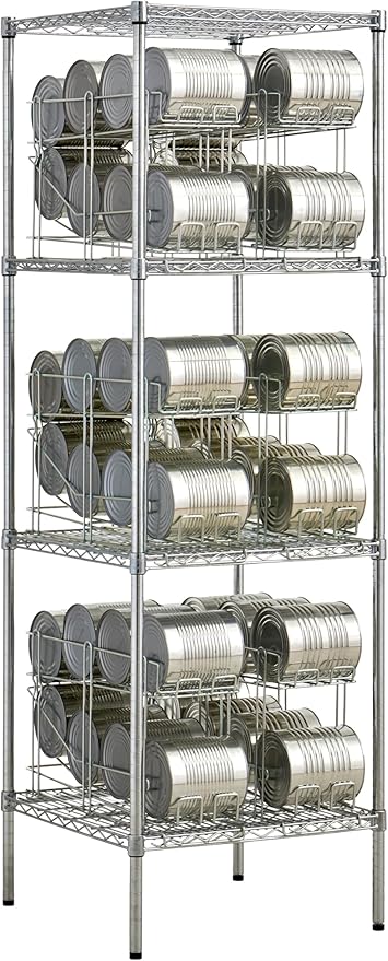 Commercial 24" x 24" Chrome Wire Shelf Kit with 6 Wire Can Racks (28W-669)