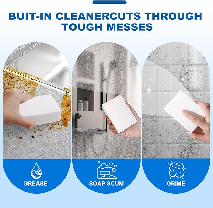 21 Pack Thick Melamine Sponges - Kitchen & Bathroom Scrub Pads(Ultra-Durable)