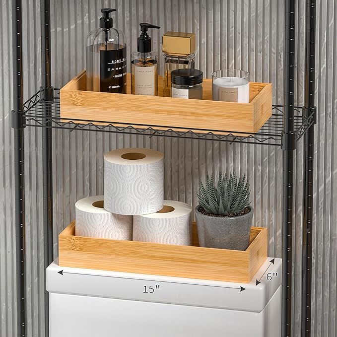 Greatseas Kitchen Drawer Organizer Bins, Stackable Bamboo Deep Drawer Organizer for Silverware, Utensils, Cutlery, Flatware, Junk Drawer, Dresser, Bathroom, 15" x 6" x 2.5" (Set of 2)