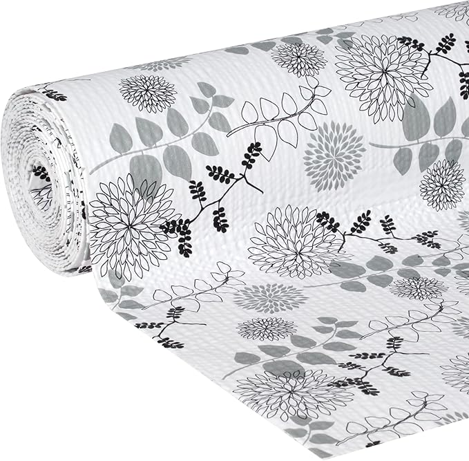 Duck Brand Smooth Top EasyLiner for Cabinets & Drawers - Easy to Install & Cut to Fit - Shelf Paper & Drawer Liner Non-Adhesive - Non Slip Shelf Liner - 20" Width - 36 Total Ft - Black Midnight Bloom