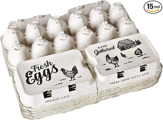 Half Dozen Empty Egg Cartons- 15 Full Dozen Can Split to 30 Half Dozen Size Cartons- Securely Holds 6 or 12 Extra Large Eggs