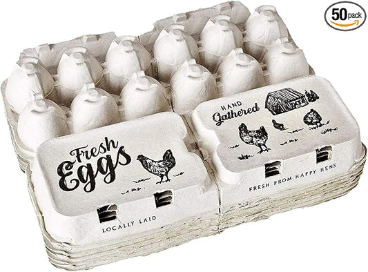 Half Dozen Empty Egg Cartons- Bulk 50 Full Dozen Can Split to 100 Half Dozen Size- Securely Holds 6 or 12 Extra Large Eggs
