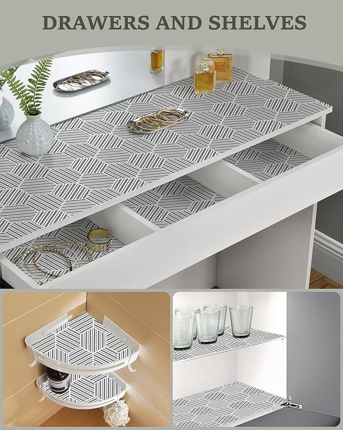 Shelf Liner Drawer Liner for Kitchen Cabinet, 17.5In x 20FT Non-Adhesive Slip Resistant Cabinet Liners, Thickened Strong Grip Waterproof Shelf Paper Protect Cupboard, Dresser, Bathroom Drawers, Gray