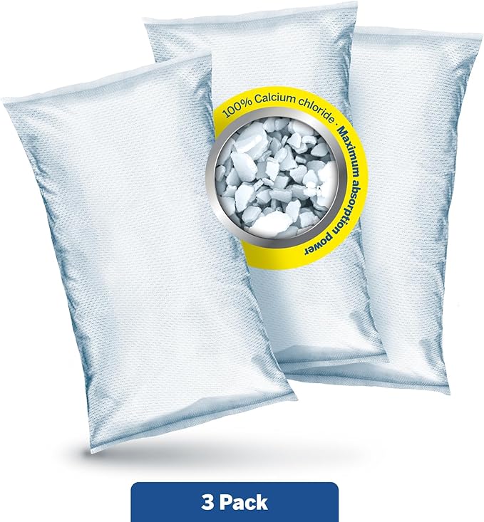 HUMYDRY Moisture Absorber Refills for 35.3 Oz Dehumidifier Device, Pack of 3 Unscented Humidity Absorber Bags, Non Electric Refill Pouches For Basements Garages Offices RVs and Large Enclosed Spaces