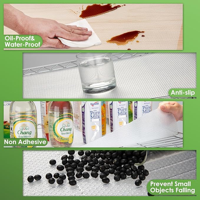 Wire Shelf Liner 14x197'' Clear Shelf Liner Kitchen,Cabinets,Drawer Liner, Cupboard, Under Sink, Pantry,Non-Adhesive Liner,Stain-Proof Shelf,1.2mm Thicken/Waterproof/Anti-Slip Liners